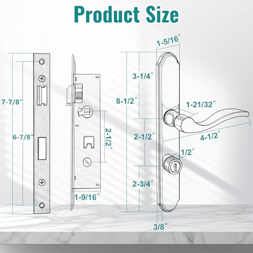 Flat Slot Storm Door Handle Complete Set, Mortise Keyed Lever - Image 4