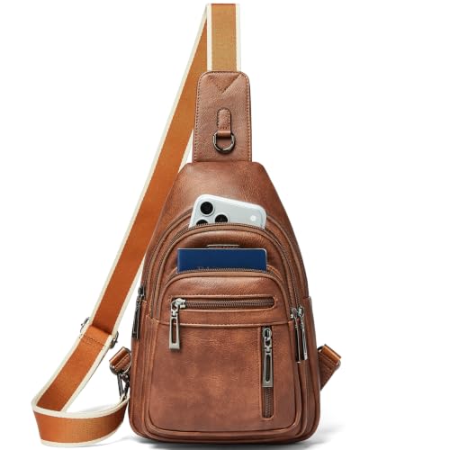 Sling Bag for Women Leather Crossbody Bags for Women Travel Brown - Image 2