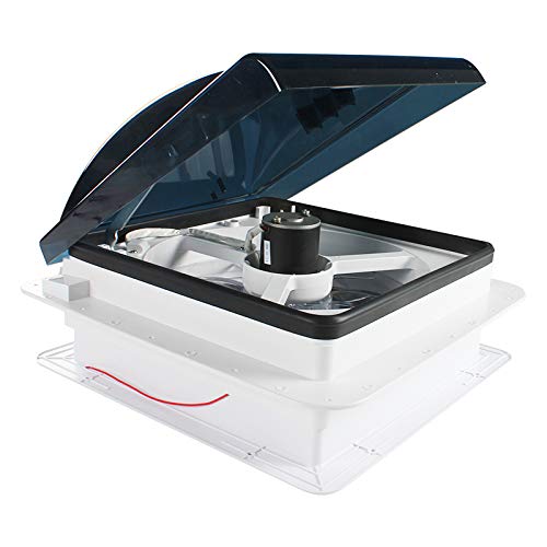 14" x 14" RV Roof Vent Fan 12V Manual Riser Reversible Manual - Image 1