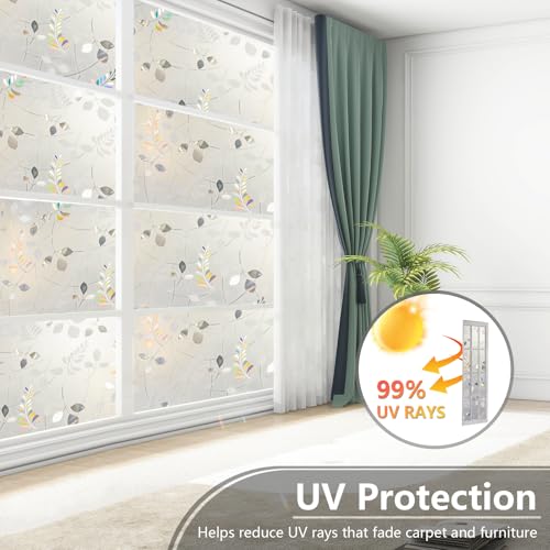 Frosted Glass Window Privacy Film,Mimosa Pattern,17.5″ x 78.7″ - Image 7
