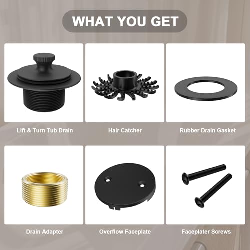 Bathtub Drain and Overflow Kit with Bath Tub Drain Stopper Matte - Image 7