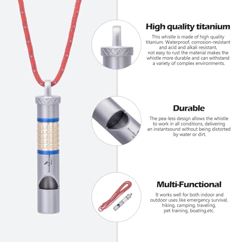 iBasingo Pea-Less Titanium Emergency Whistle Survival Safety Gear - Image 3