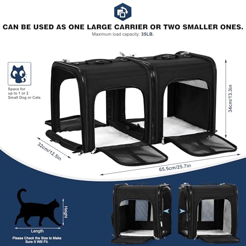 Large Cat Carrier for 2 Cats with Travel Litter Box, 2-in-1 - Image 5