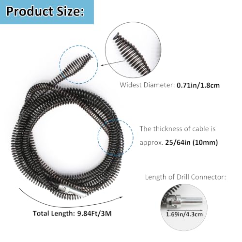 Amonk 10mm Drill Snake for Plumbing Drain Auger Cable - Image 4