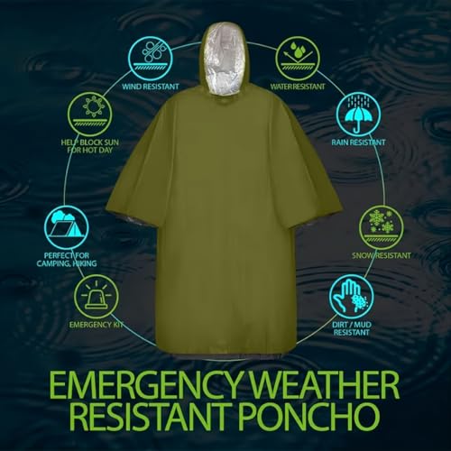 Emergency Poncho with Mylar Blanket Liner for Survival - Image 5