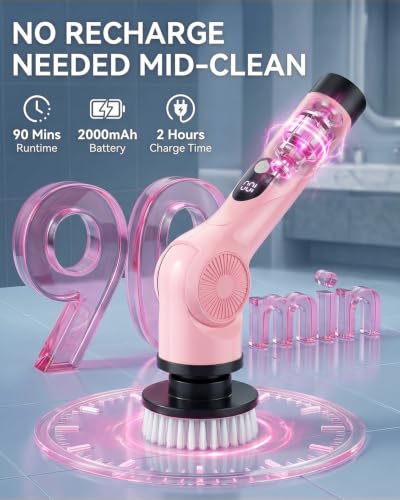 Electric Spin Scrubber, 3-Speed Shower Scrubber with Long - Image 6