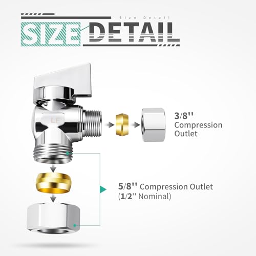2 PCS 5/8" ODx3/8 Inch OD Compression Angle Stop Valve Shut Off - Image 3