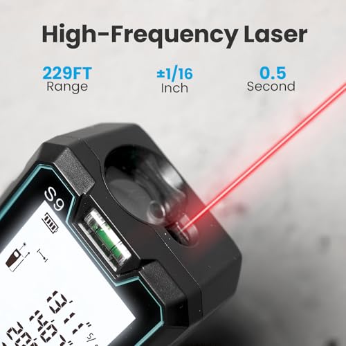 S9 229ft/70m Laser Measuring Tool, LCD Backlit Display - Image 3