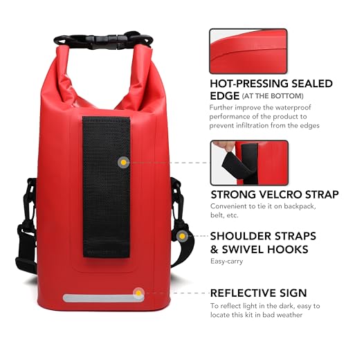 250 PCS IPX6-Waterproof First Aid Kit, Roll Top Reflective Boat - Image 4