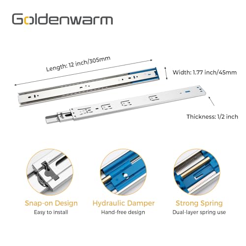 Goldenwarm 5 Pair 12 Inch Soft Close Drawer Slides - Image 3
