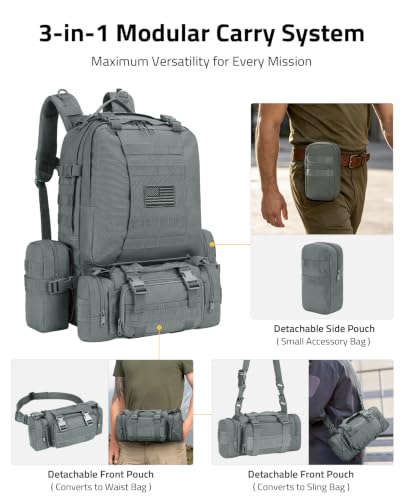 CVLIFE Tactical Backpack, 60L Large Rucksack Backpack for Men - Image 4