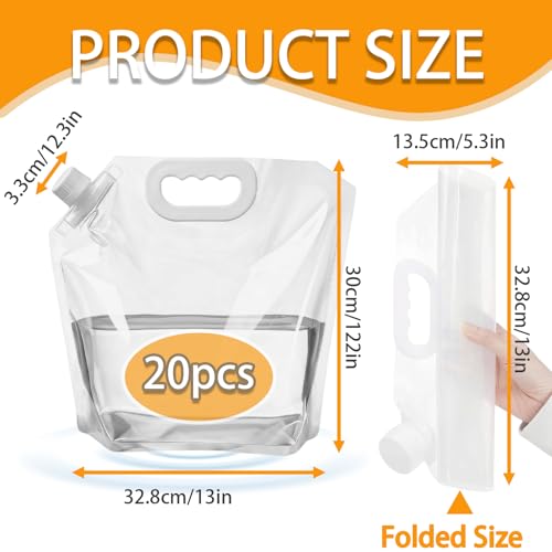 20 Pack 1.3 Gallon Collapsible Water Container Bag, 13x12Inch - Image 4