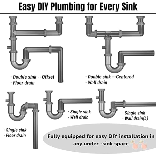 Universal 1-1/2 In Kitchen Sink Drain Kit, P-Trap And S-Trap Set - Image 5