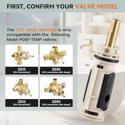 1222 Cartridge Kit for Moen Posi One Handle Temp Faucet, Bathtub - Image 4