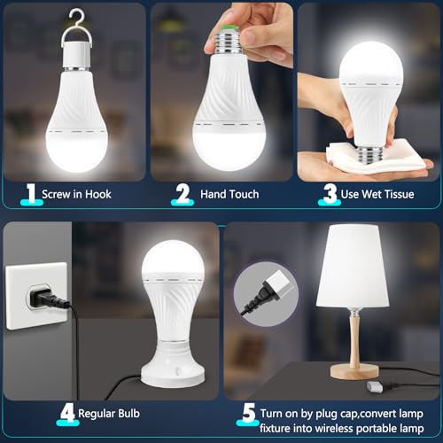 Rechargeable Light Bulbs for Lamp, LED Battery Backup Bulb - Image 6