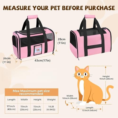 Soft Cat Carrier (Up to 16 Lbs),Small Dog Bag Soft-Sided - Image 4