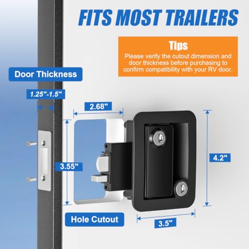 Marvelity RV Door Lock Replacement, Camper Latch Paddle Deadbolt - Image 3