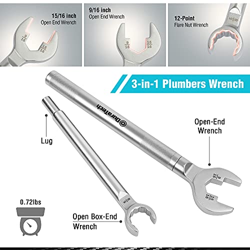 DURATECH 3-in-1 Plumber wrench & 4 Way Sillcock Key, 2-Pack - Image 5