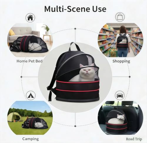 Expandable Cat Carrier Backpack, 2-in-1 Pet Tent for Cats - Image 4