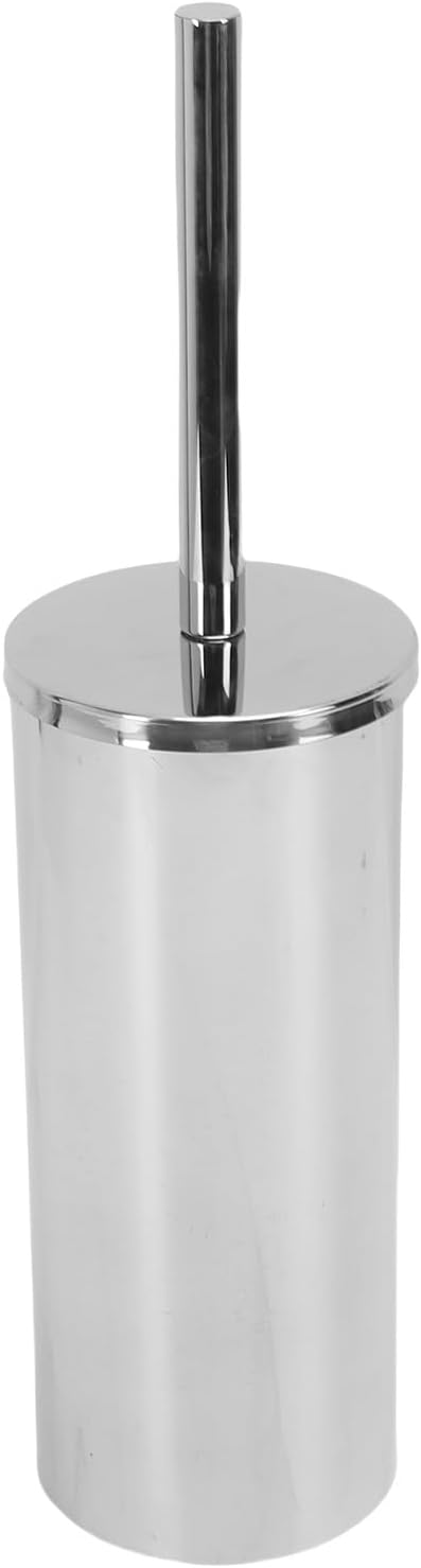 Focket Toilet Brush and Holder Set, Stainless Steel Toilet Bowl Brush with Sealable Lid and Stable Base, Heavy Duty Bowl Cleaner Brush for Home RV Bathroom Accessories (Bright Silver)