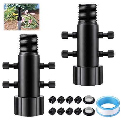 2 Pack 4 Port Drip Irrigation Manifold with Filter - Image 2