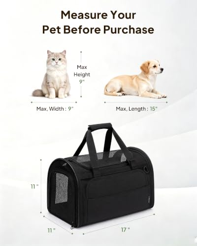 Soft Cat Carrier 17"x11"x11" Washable Pet Bag with Steel Frame - Image 7