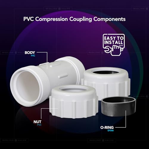 Midline Valve 582DD100 PVC Compression Coupling Pipe Fitting; 1 - Image 5
