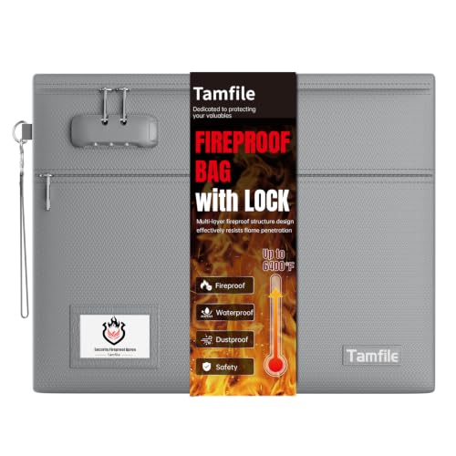 Tamfile Fireproof Document Bag with Lock,15x12 inch Heat - Image 2