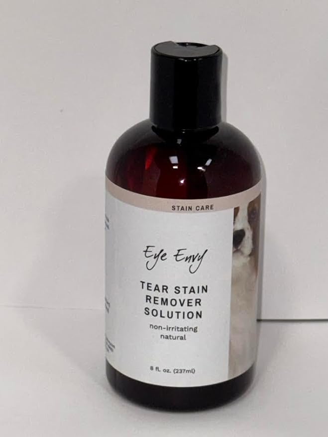 Eye Envy Tear Stain Remover Solution for Dogs. 100% Natural, Safe. Treats The Cause of Stains. Recommended by AKC Breeders, Vets, Handlers, Groomers. Contains Colloidal Silver. 8 oz. Made in USA