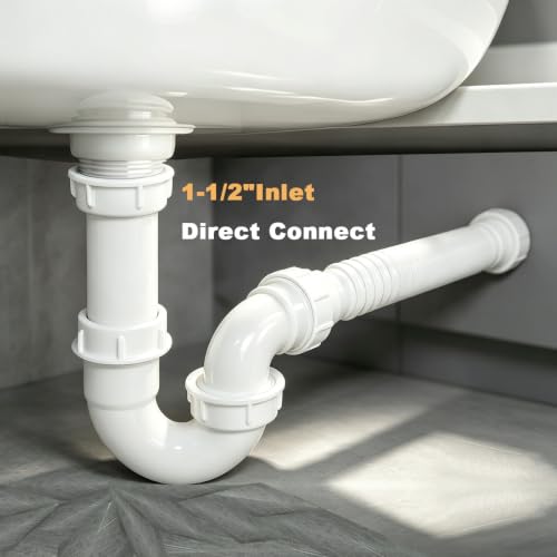 White 1 1/4" and 1-1/2" P-Trap Plumbing Kit with Threaded - Image 6