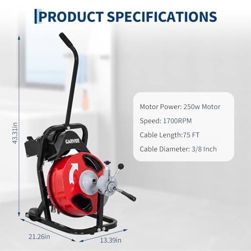75ft x 3/8" Electric Drain Cleaner Machine - Image 3