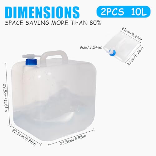 2 Pack Collapsible Water Container - BPA Free Water Jug - Image 3