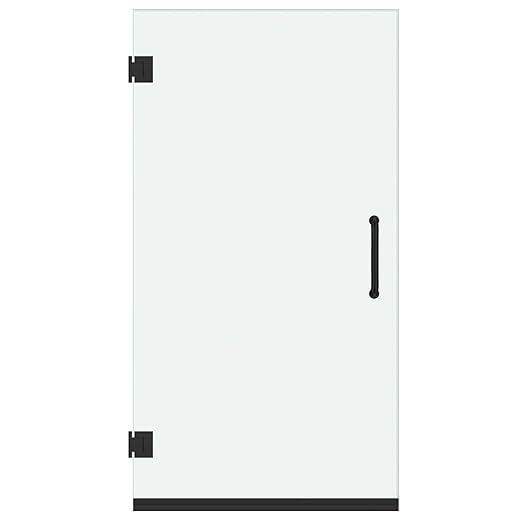 Fab Glass and Mirror Frameless Shower Door - 3/8" SGCC Tempered Safety Glass with SmartGuard Coating - Single Hinged Design - 28" x 84" Matte Black Finish