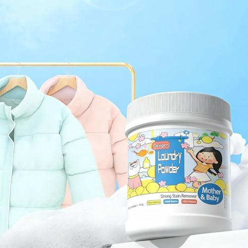 Hyper Concentrated Active Oxygen Laundry Powder 500g Chlorine-Free Formula Removes Milk Sweat Oil Stains Gentle & Safe Protects Fabric and Skin Color-Safe Deep Stain Remover for Clothes (1PCS)