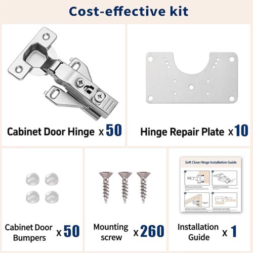 Cabinet Hinges - 50 Pack Soft Close Kitchen Cabinet Hinges - Image 4