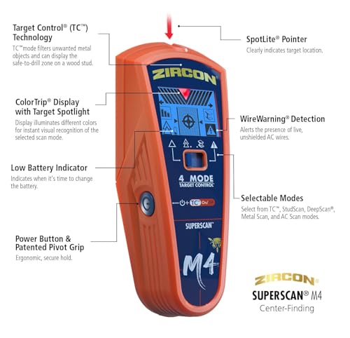 Zircon® SuperScan™ M4 Advanced Stud Finder with Metal & Live Wire - Image 3