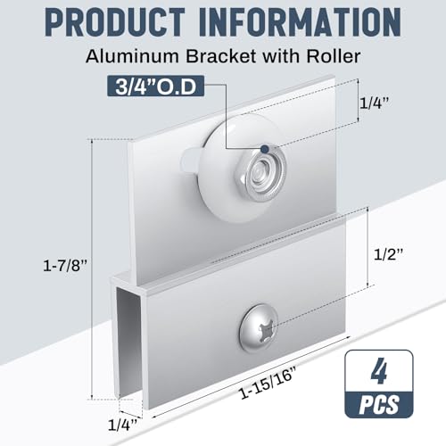Yaocom 4 Pcs M 6054 Frameless Shower Door Rollers Top - Image 3