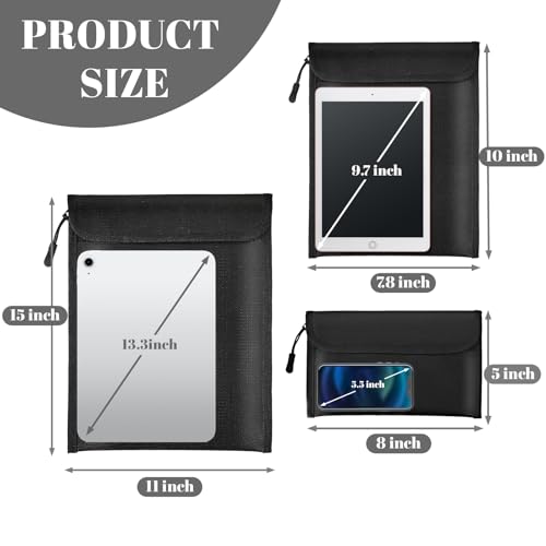 Lihengkong Fireproof Waterproof Document Bag 3-Pack Black 2000℉ - Image 3