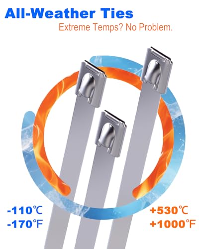 Metal Zip Ties, 100PCS, 11.8 Inch, 304 Stainless Steel - Image 5