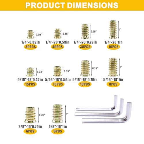 170 PCS Threaded Inserts for Wood Assortment Kit - 10 - Image 3