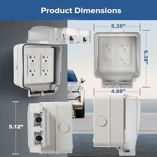 Dual 20 Amp GFCI Outdoor Electrical Outlet Box,Outdoor Outlet Box - Image 4