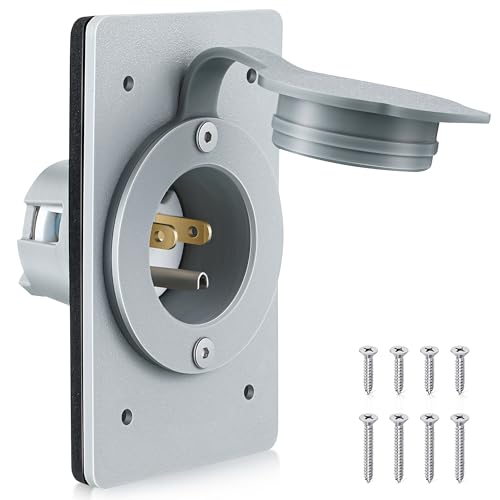 1 Pack 15AMP Straight Blade Flanged Male Power Inlet - Image 2