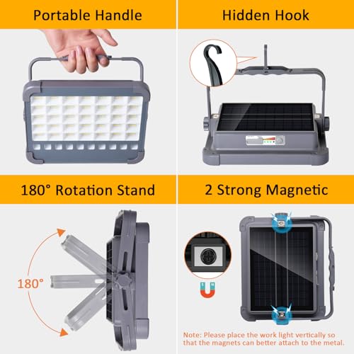 MASMEJOR Rechargeable Work Light Solar, 10000LM - Image 7