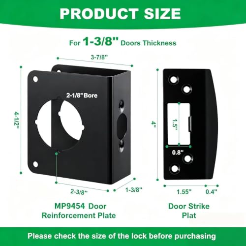 Black MP9454 Reinforcement & Strike for 1-3/8" Doors, 2-3/8" - Image 3