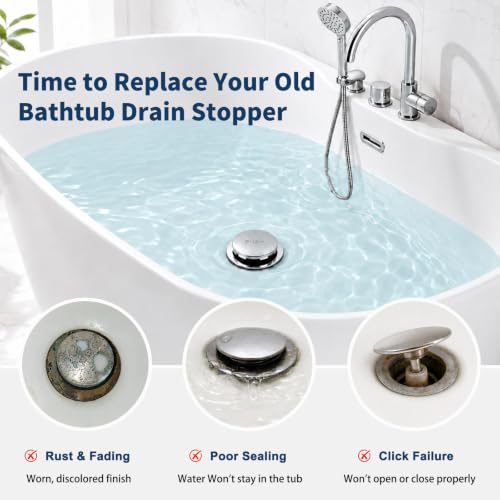 Tip-Toe Bathtub Drain Stopper Kit with Drain Adapter, Chrome - Image 8