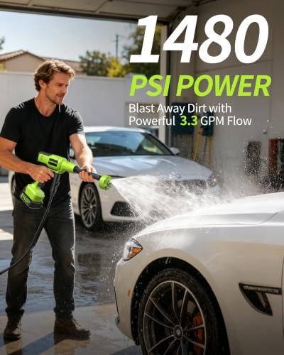 Cordless Portable Washer; 1480 PSI Battery Powered Power Washer - Image 3
