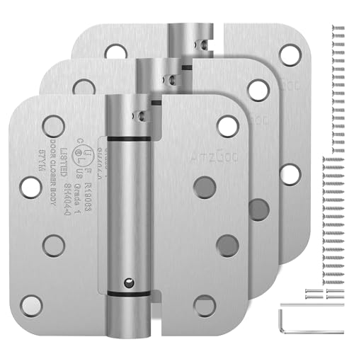 3 Pack Self Closing Door Hinges, 4 Inch Spring Loaded Door Hinges - Image 2