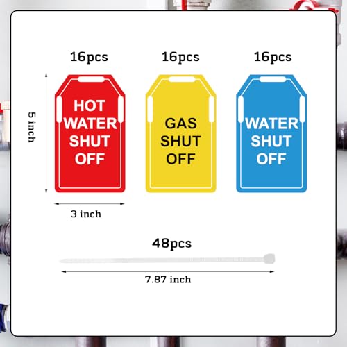 48 PCS Shut Off Valve Tags 5 x 3 Inch Plastic - Image 4