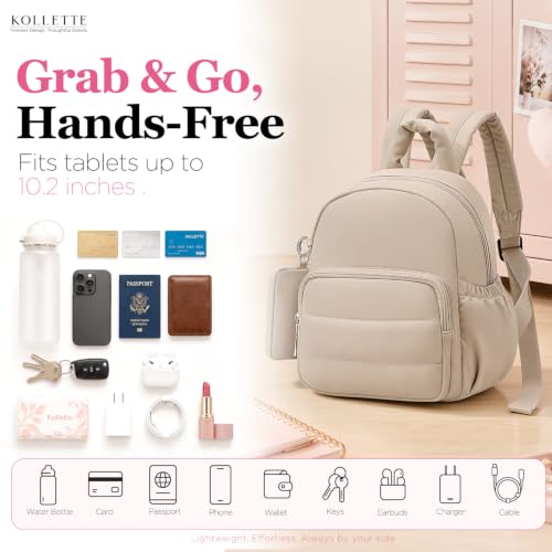 Mini Backpack for Women, Anti Theft Small Daypack Travel Khaki - Image 7