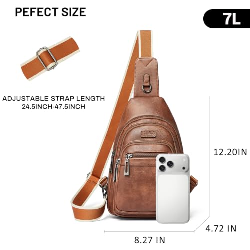 Sling Bag for Women Leather Crossbody Bags for Women Travel Brown - Image 6
